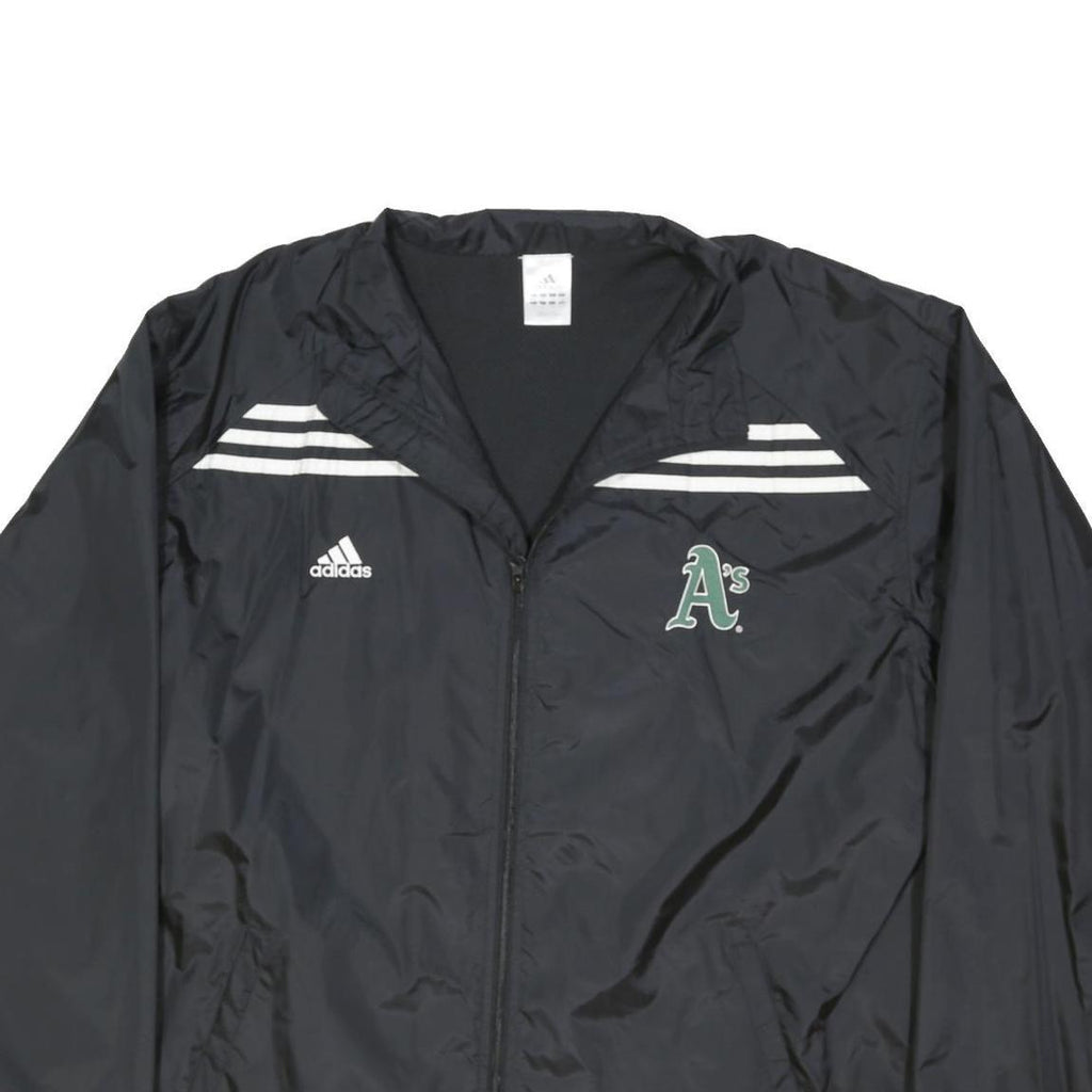 ADIDAS Mens Black Track Jacket XL Polyester Plain A's Logo Zip