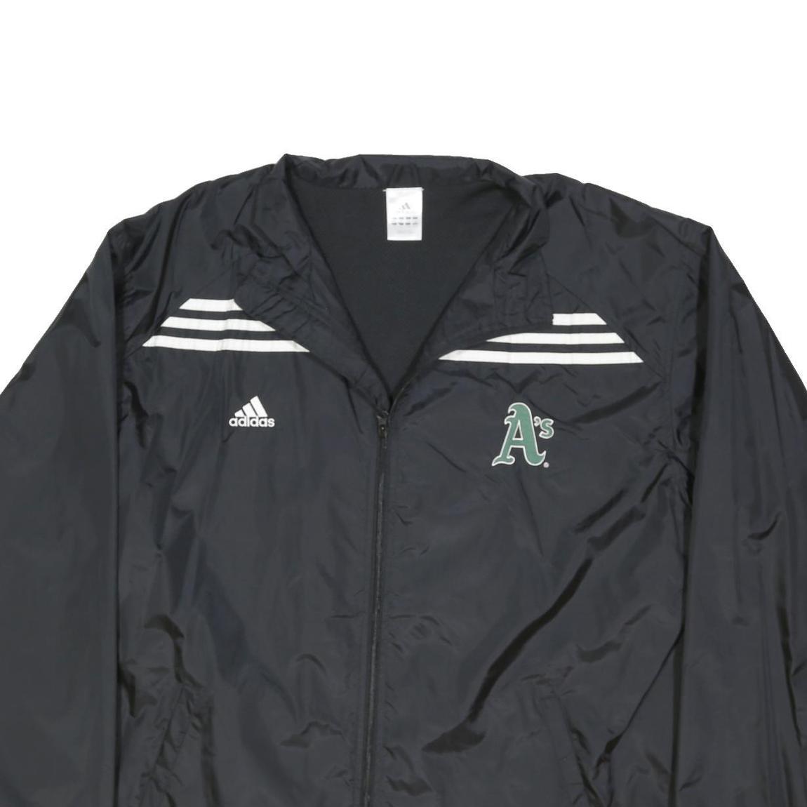 ADIDAS Mens Black Track Jacket XL Polyester Plain A's Logo Zip