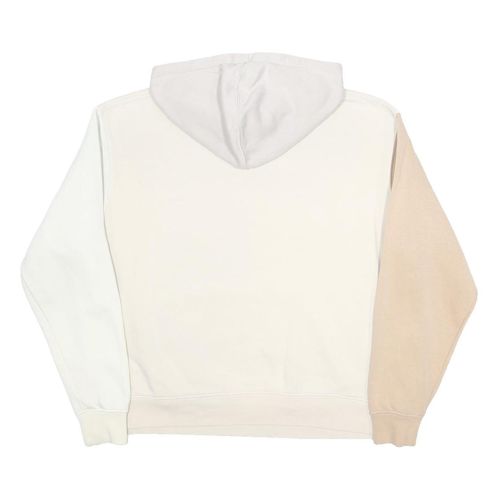 NIKE Womens Beige & White Hooded Pullover L Cotton Blend Casual Hoodie