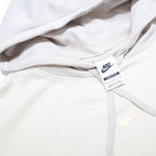 NIKE Womens Beige & White Hooded Pullover L Cotton Blend Casual Hoodie