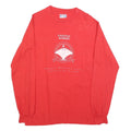 HANES Mens Red Graphic Long Sleeve Crew Neck Cotton Blend T-Shirt M Casual