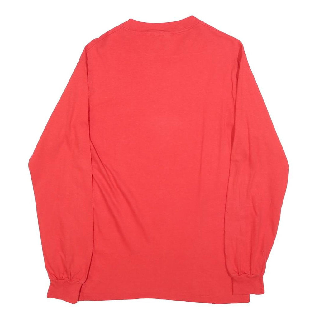 HANES Mens Red Graphic Long Sleeve Crew Neck Cotton Blend T-Shirt M Casual