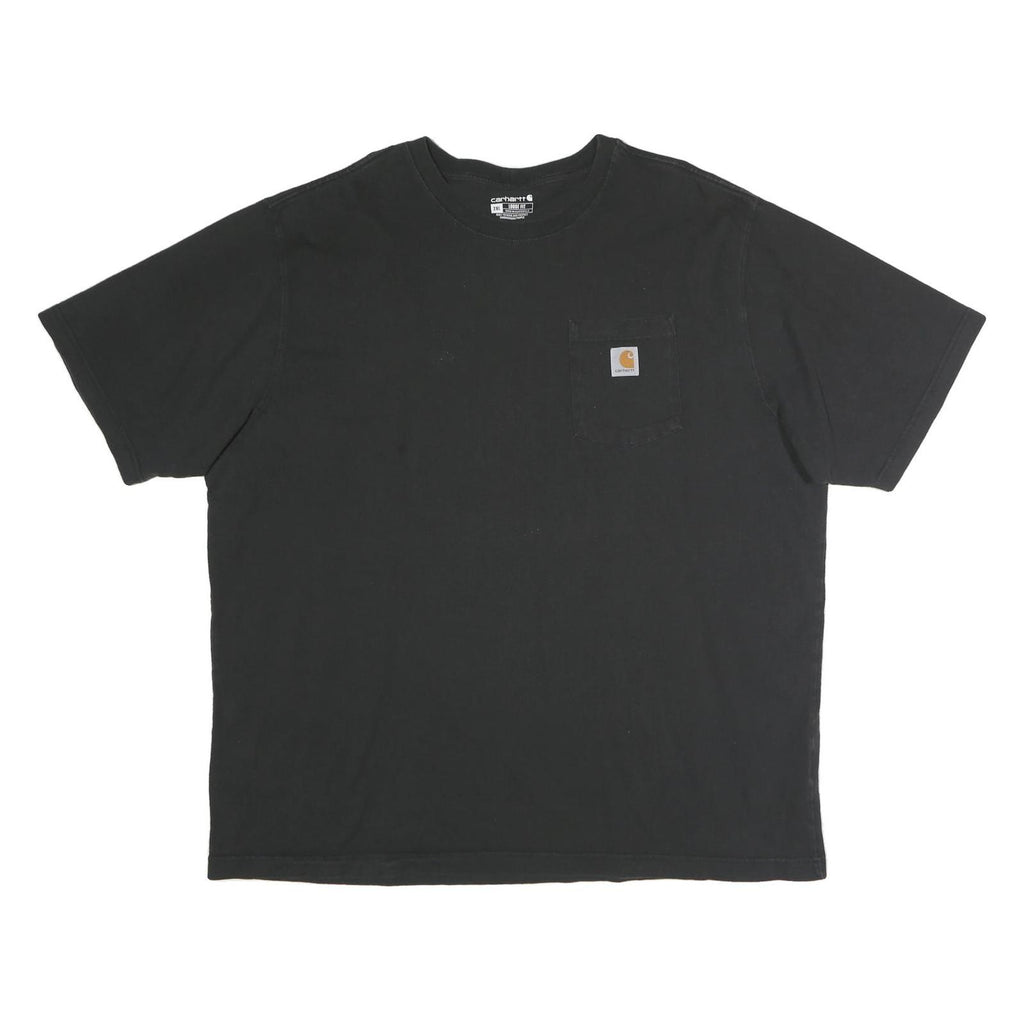 CARHARTT Mens Black Pocket T-Shirt 2XL Short Sleeve Crew Neck Cotton Workwear