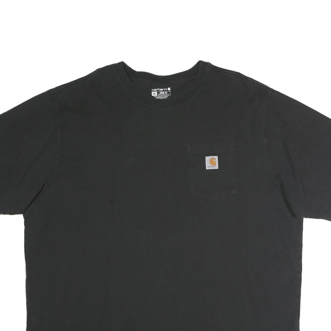 CARHARTT Mens Black Pocket T-Shirt 2XL Short Sleeve Crew Neck Cotton Workwear