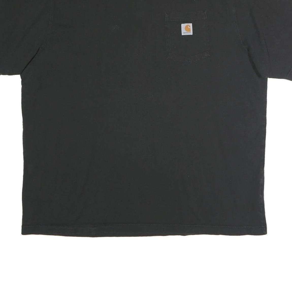 CARHARTT Mens Black Pocket T-Shirt 2XL Short Sleeve Crew Neck Cotton Workwear