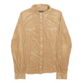 AMISU Womens Beige Shirt M Button Front Faux Suede Casual Stylish