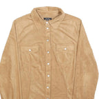 AMISU Womens Beige Shirt M Button Front Faux Suede Casual Stylish