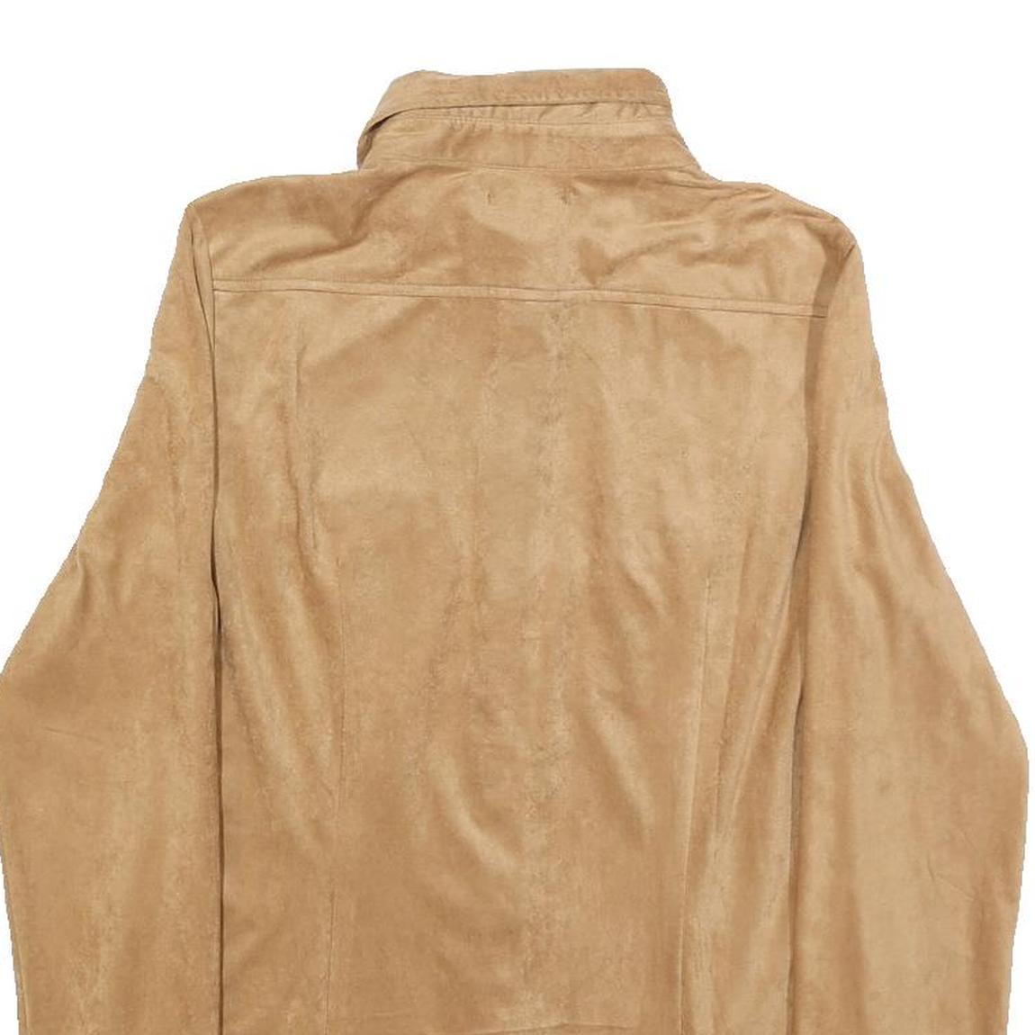 AMISU Womens Beige Shirt M Button Front Faux Suede Casual Stylish