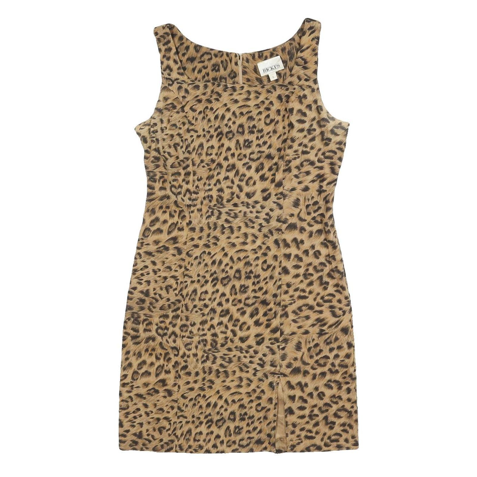 RICKI'S Womens Brown Leopard Print Shift Dress Cotton Blend Sleeveless M