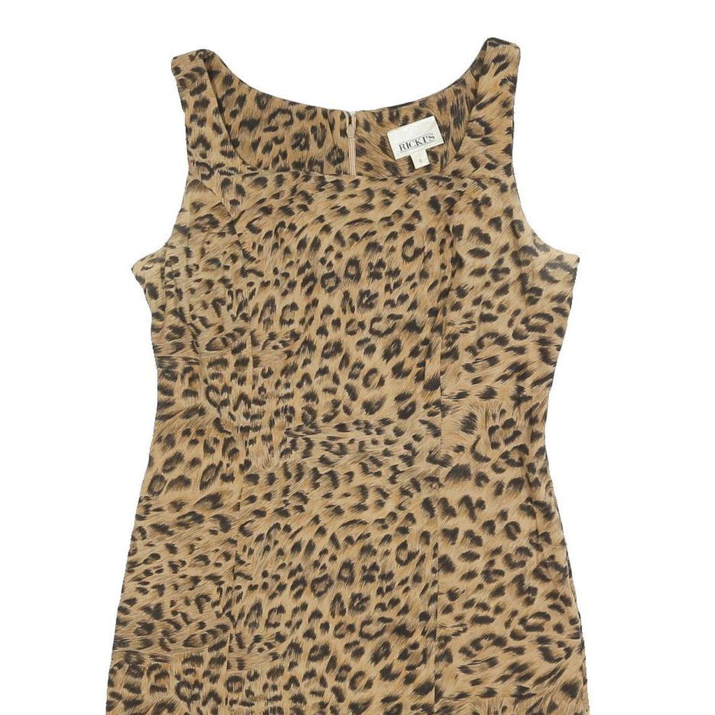 RICKI'S Womens Brown Leopard Print Shift Dress Cotton Blend Sleeveless M