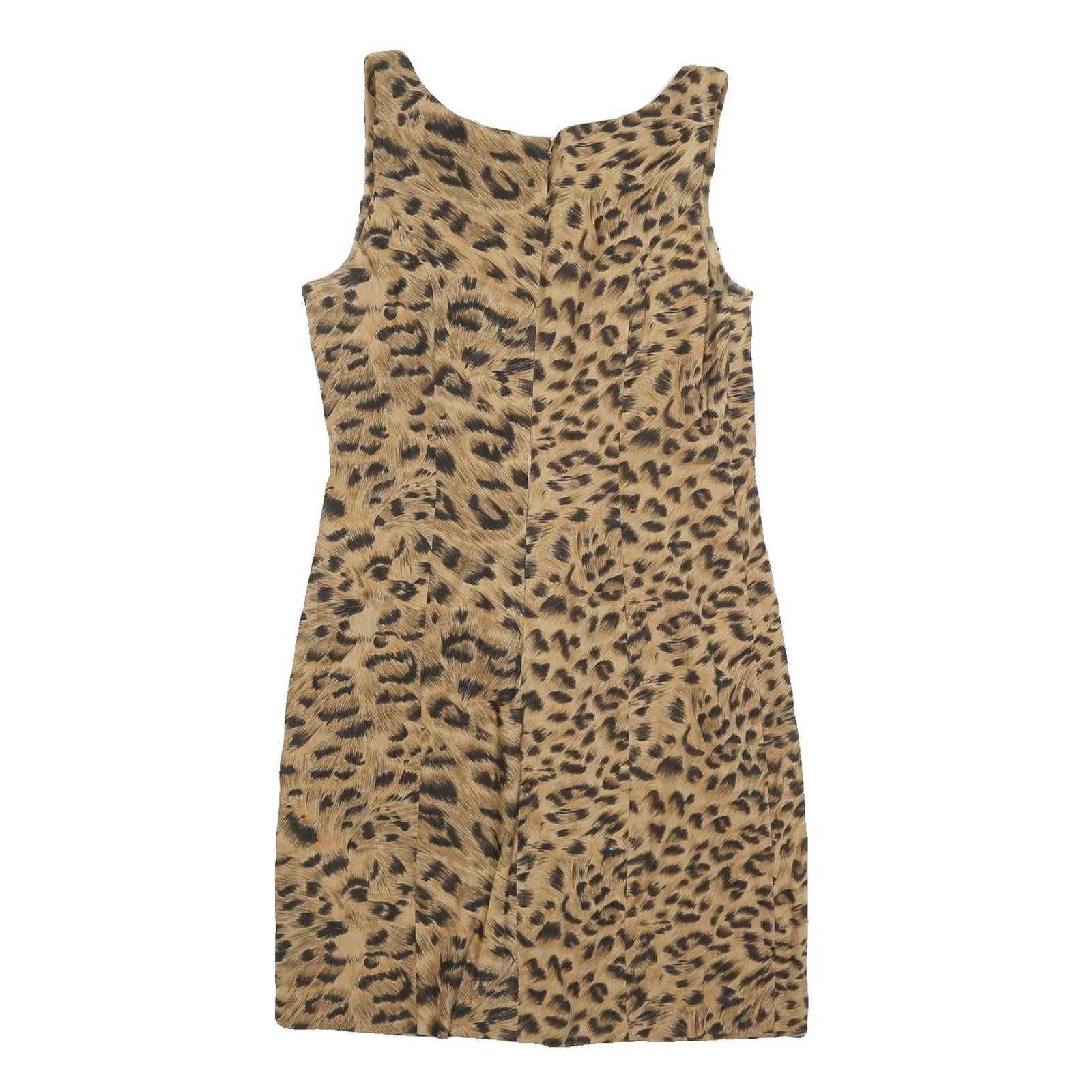 RICKI'S Womens Brown Leopard Print Shift Dress Cotton Blend Sleeveless M