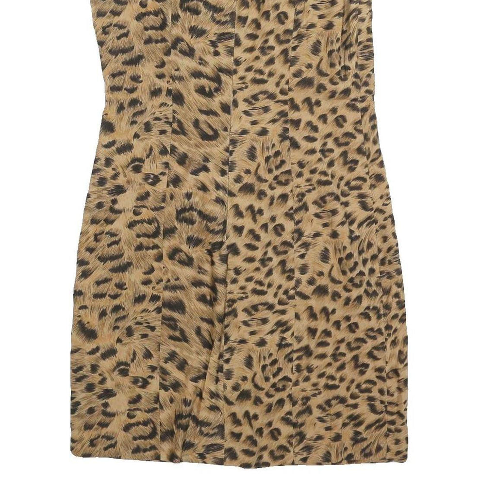 RICKI'S Womens Brown Leopard Print Shift Dress Cotton Blend Sleeveless M