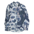 Womens Blue Floral Shirt Long Sleeve Collared Cotton Blend S Stylish