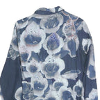 Womens Blue Floral Shirt Long Sleeve Collared Cotton Blend S Stylish