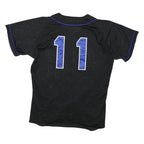 Womens Black & Blue Graphic Modern L Short Sleeve V-Neck Jersey Polyester