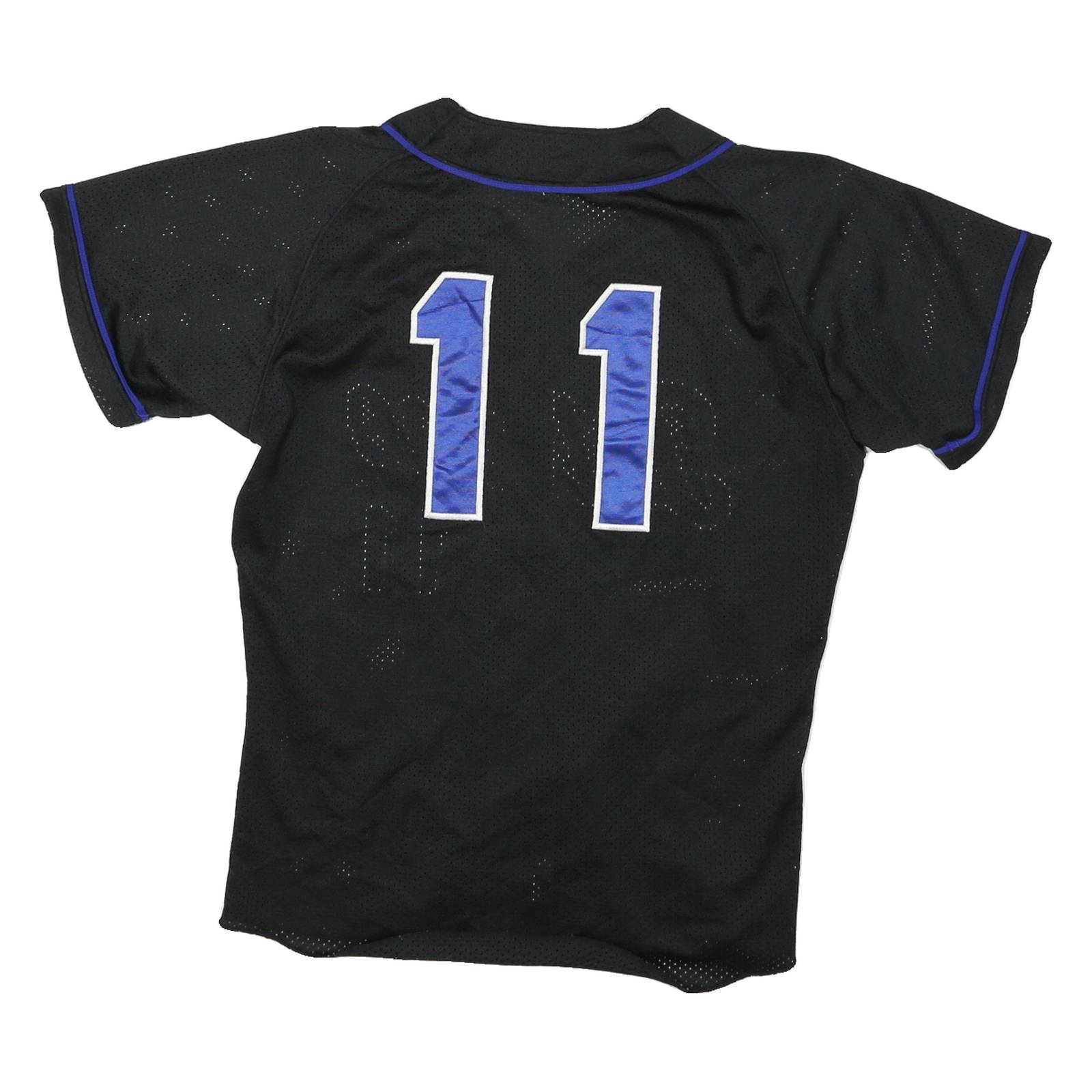 Womens Black & Blue Graphic Modern L Short Sleeve V-Neck Jersey Polyester