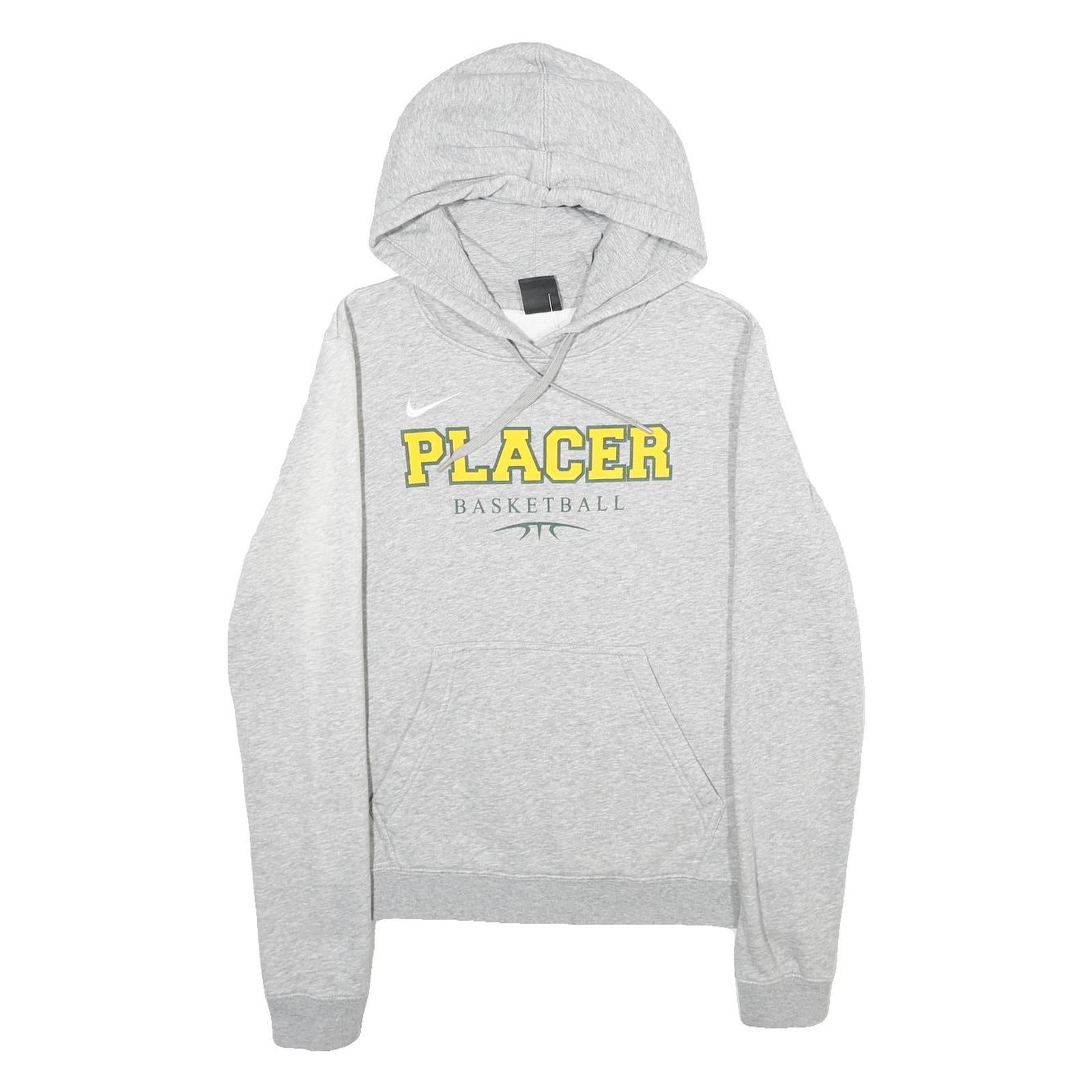 NIKE Womens Grey Placer Basketball Pullover Hoodie M Lightweight Cotton Blend