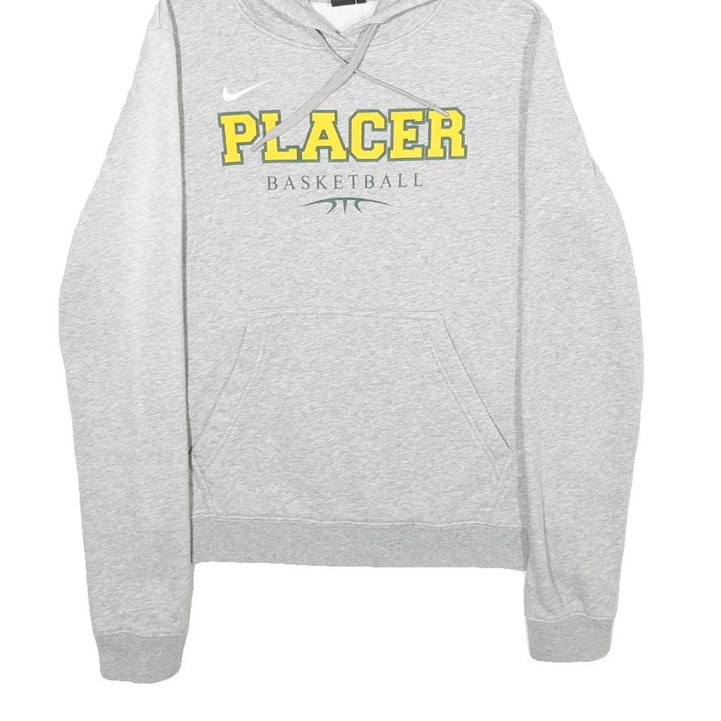 NIKE Womens Grey Placer Basketball Pullover Hoodie M Lightweight Cotton Blend