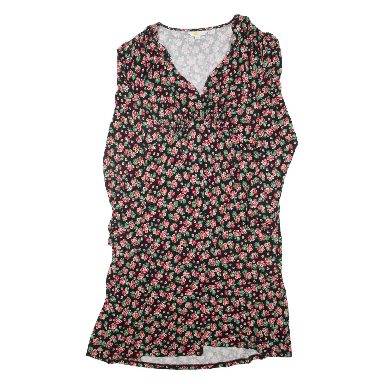 BODEN Womens Day Dress Black Viscose Floral Long Sleeve Knee Length UK 18