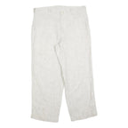 MANCHESTER Womens Relaxed Linen White Trousers W36 L28 Zip Closure Casual Summer