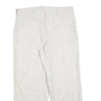 MANCHESTER Womens Relaxed Linen White Trousers W36 L28 Zip Closure Casual Summer