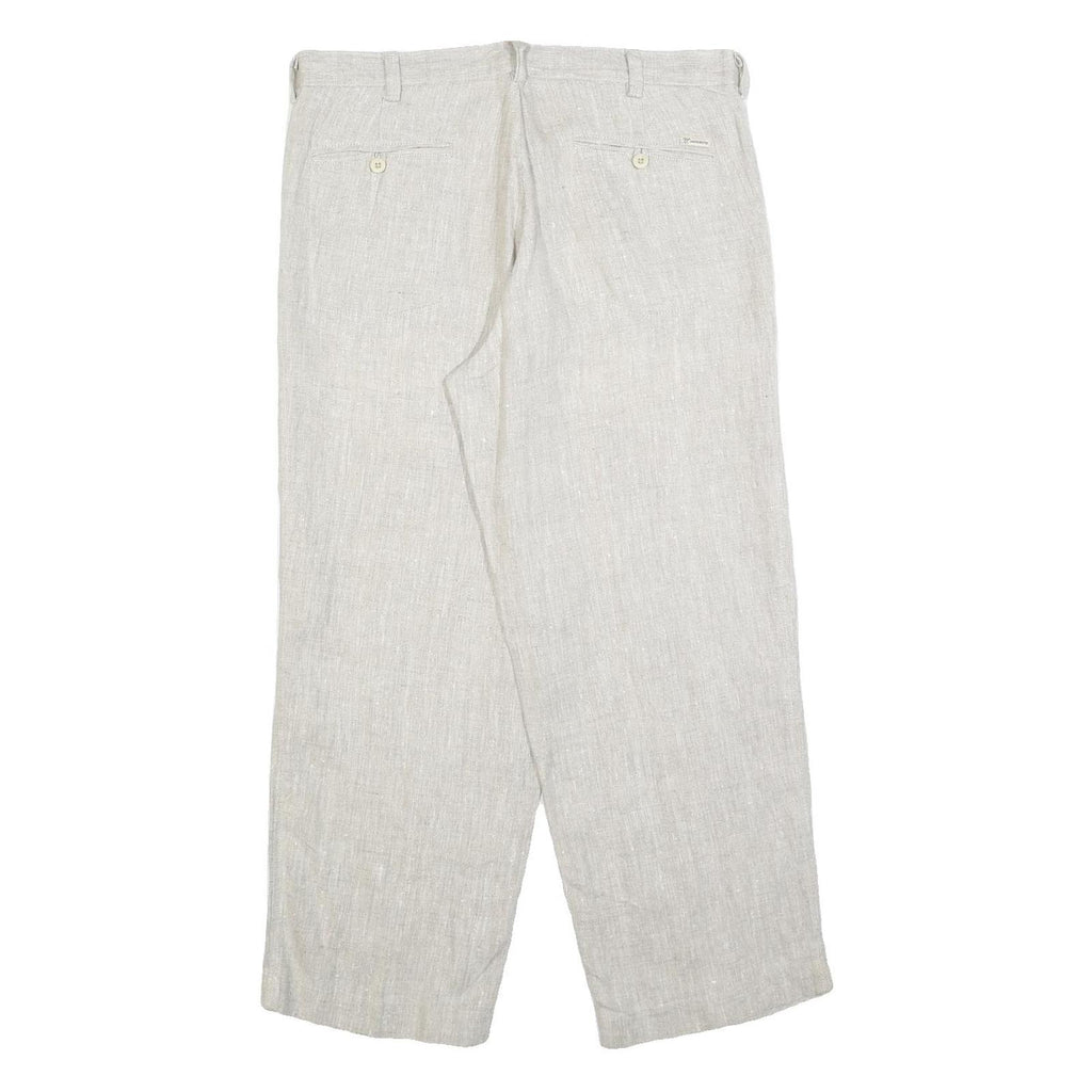 MANCHESTER Womens Relaxed Linen White Trousers W36 L28 Zip Closure Casual Summer