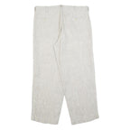 MANCHESTER Womens Relaxed Linen White Trousers W36 L28 Zip Closure Casual Summer