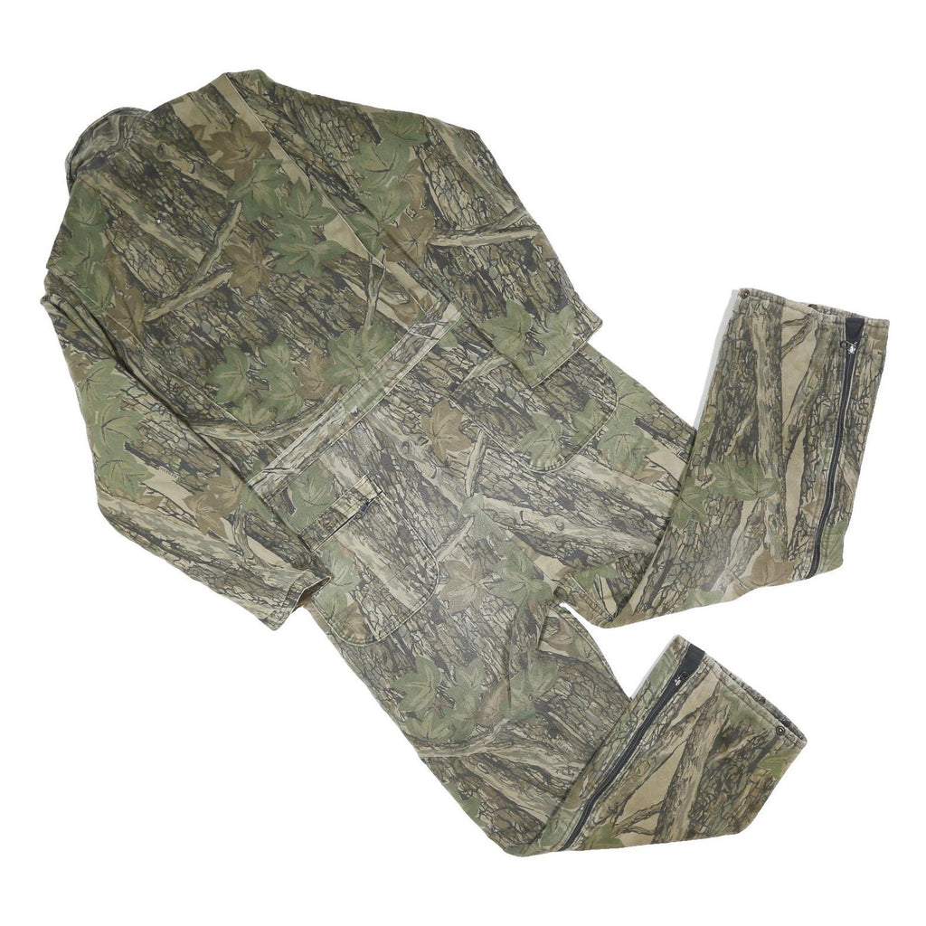 GARDEN MOUNTAIN Mens Green Brown Camouflage Cotton Blend Regular Fit Dungarees M
