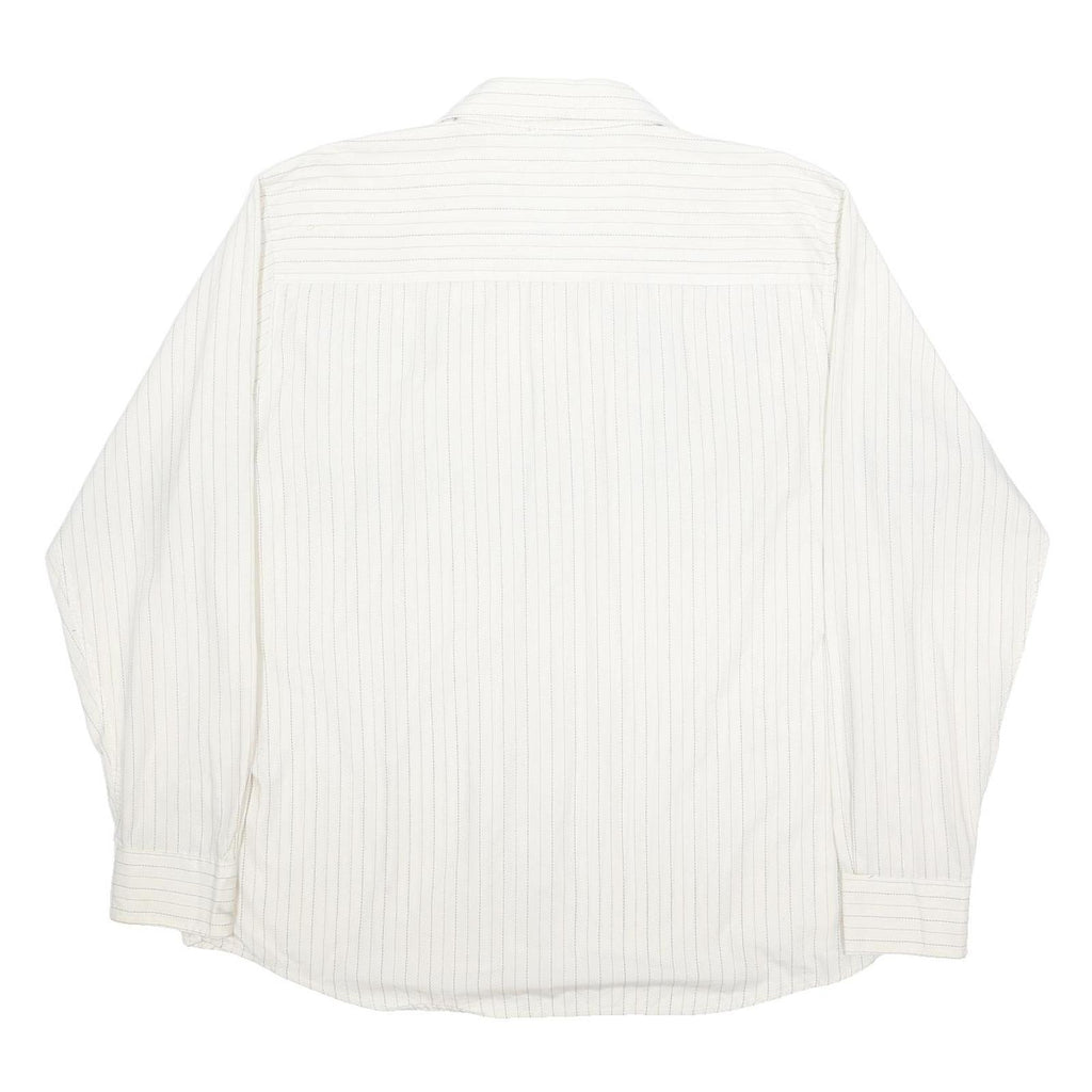 AVIREX Mens White & Black Pinstripe Embroidered Shirt 2XL Long Sleeve Cotton