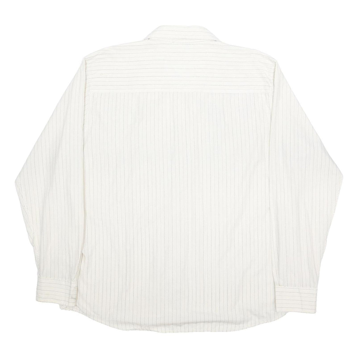 AVIREX Mens White & Black Pinstripe Embroidered Shirt 2XL Long Sleeve Cotton