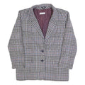 VITTORIO BALDI Womens Blue & Beige Check Jacket M Woven Classic Button Closure