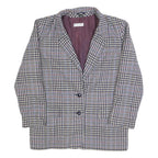 VITTORIO BALDI Womens Blue & Beige Check Jacket M Woven Classic Button Closure