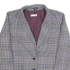 VITTORIO BALDI Womens Blue & Beige Check Jacket M Woven Classic Button Closure