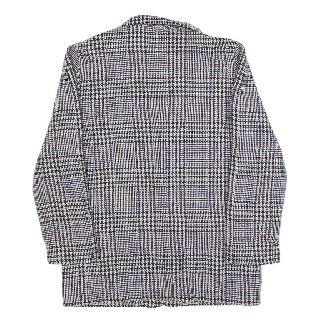 VITTORIO BALDI Womens Blue & Beige Check Jacket M Woven Classic Button Closure