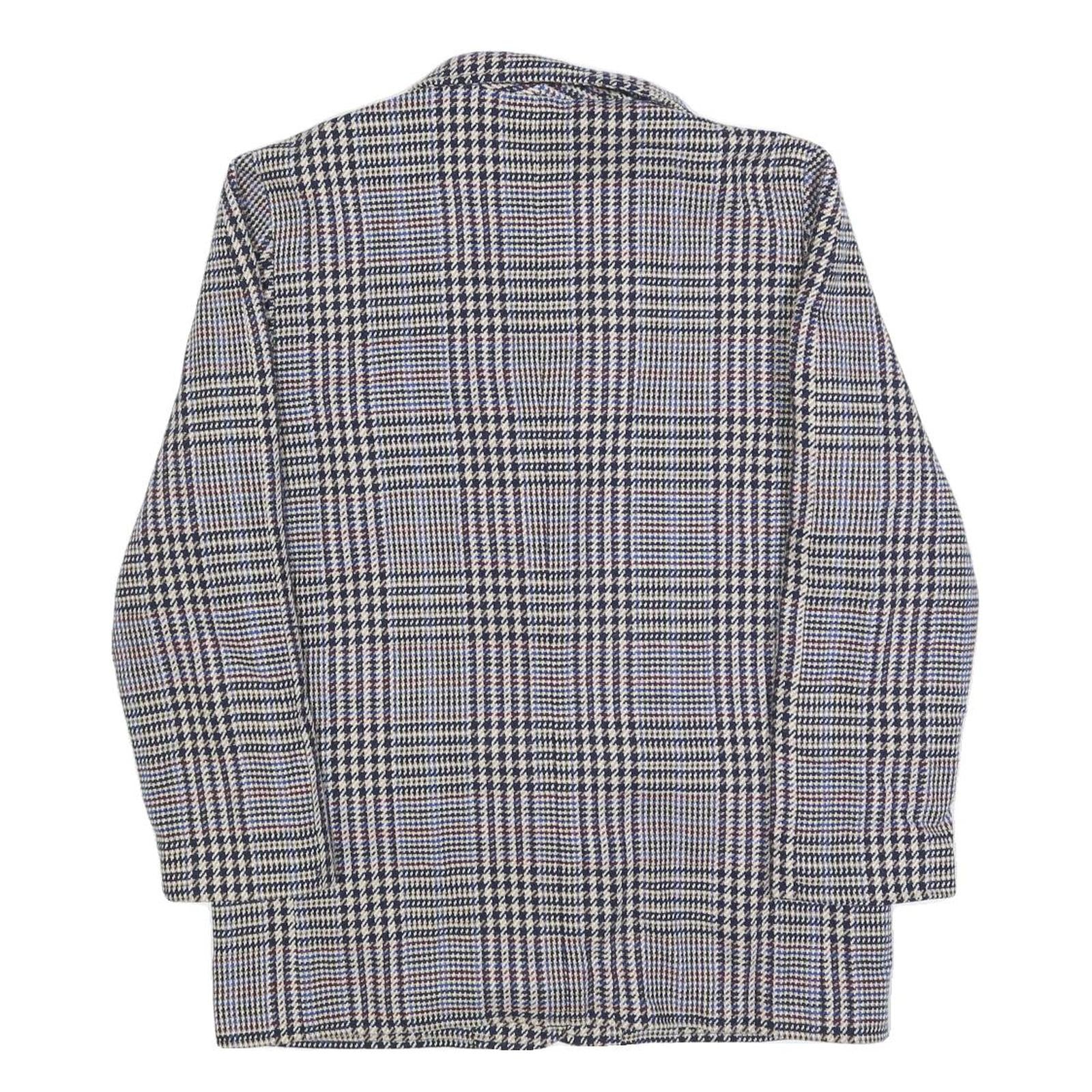 VITTORIO BALDI Womens Blue & Beige Check Jacket M Woven Classic Button Closure