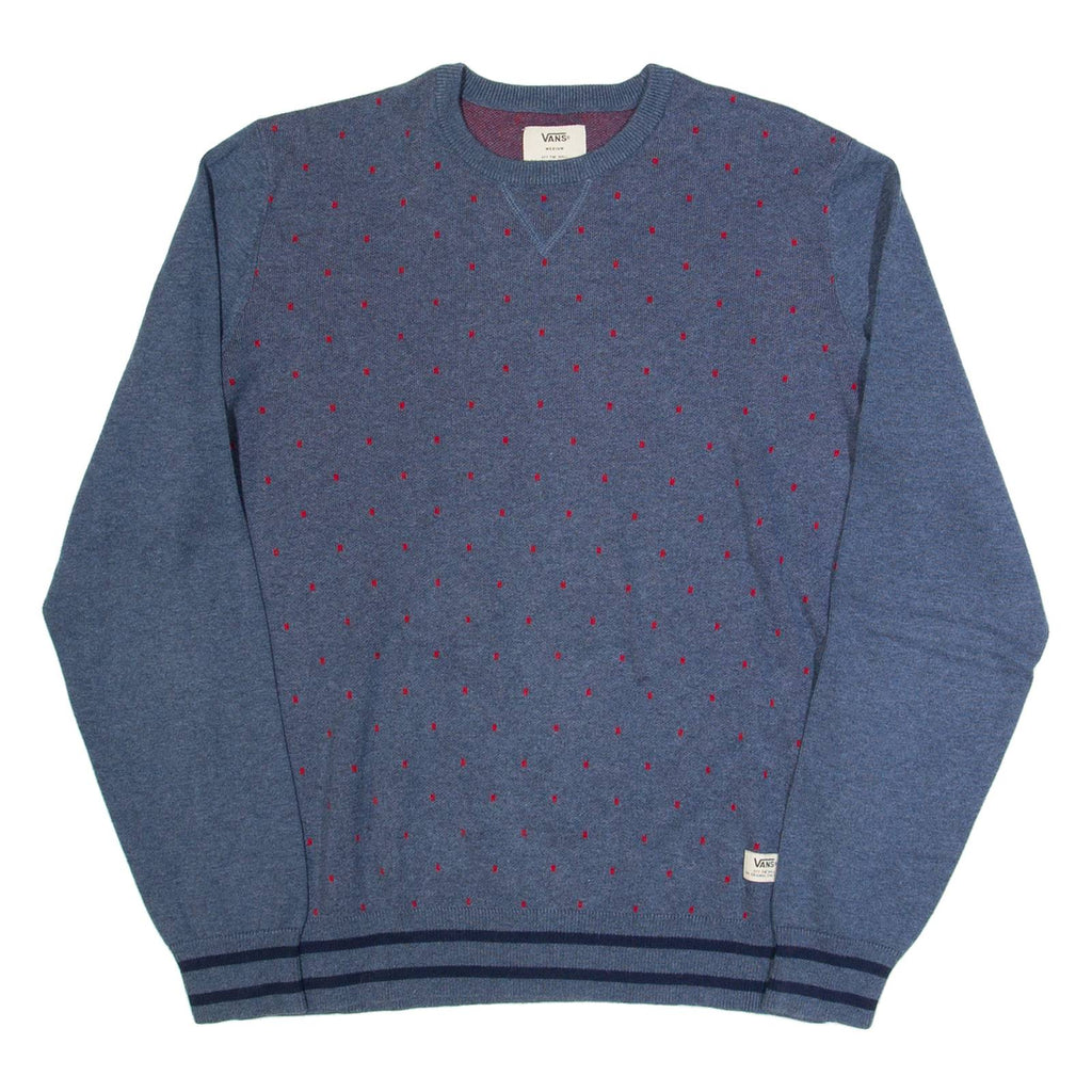 VANS Mens Patterned Jumper Blue Spotted Tight Knit M