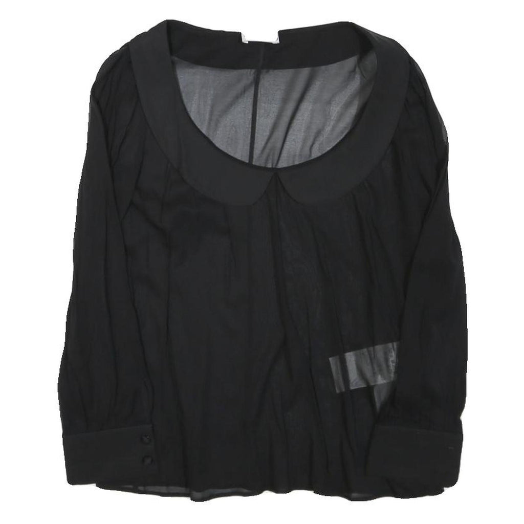 RED VALENTINO Womens Black Blouse Long Sleeve Collar Round Neck Plain S Elegant