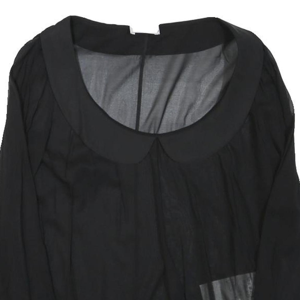 RED VALENTINO Womens Black Blouse Long Sleeve Collar Round Neck Plain S Elegant