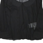 RED VALENTINO Womens Black Blouse Long Sleeve Collar Round Neck Plain S Elegant