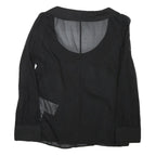 RED VALENTINO Womens Black Blouse Long Sleeve Collar Round Neck Plain S Elegant