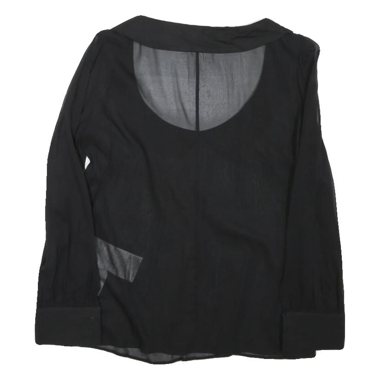 RED VALENTINO Womens Black Blouse Long Sleeve Collar Round Neck Plain S Elegant