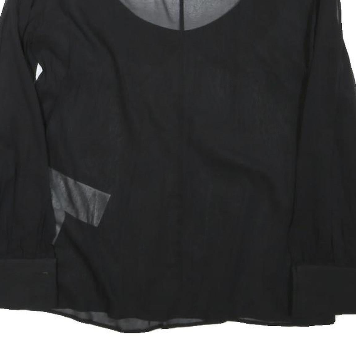 RED VALENTINO Womens Black Blouse Long Sleeve Collar Round Neck Plain S Elegant