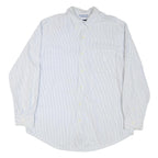 CHAPS Mens Blue & White Striped Shirt XL Button-Down Collar Cotton Blend