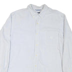 CHAPS Mens Blue & White Striped Shirt XL Button-Down Collar Cotton Blend