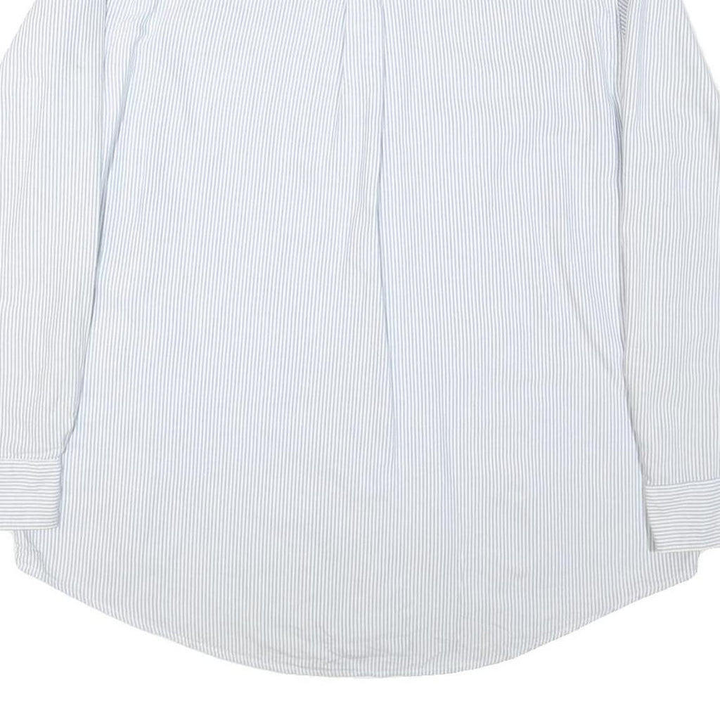 CHAPS Mens Blue & White Striped Shirt XL Button-Down Collar Cotton Blend