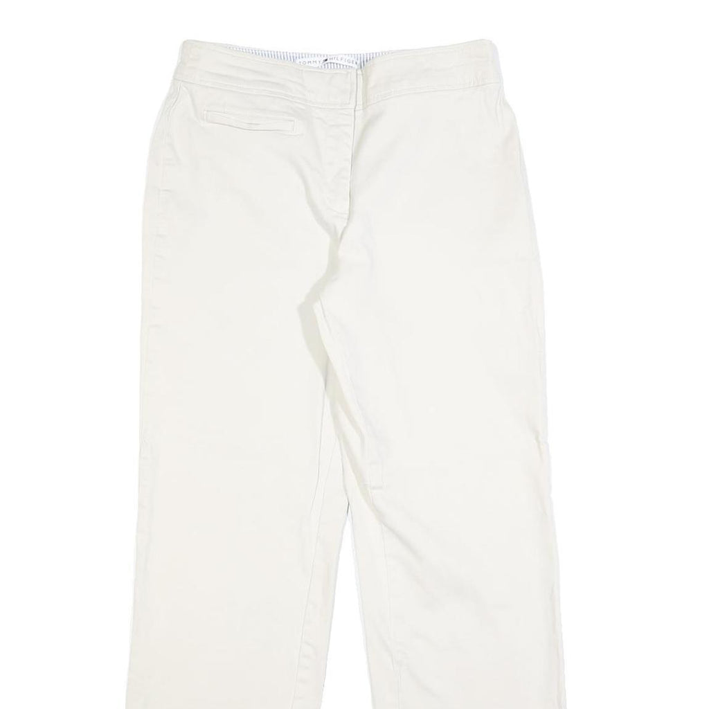 TOMMY HILFIGER Womens Cotton Blend White Regular Straight Trousers W28 L30