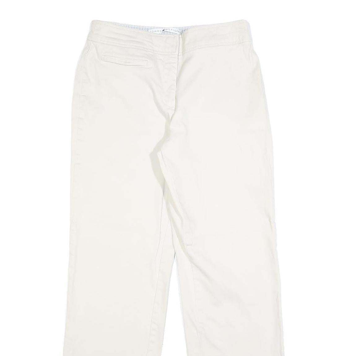 TOMMY HILFIGER Womens Cotton Blend White Regular Straight Trousers W28 L30