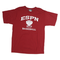 ESPN Mens Red Graphic T-Shirt L Short Sleeve Crew Neck Bristol Baseball