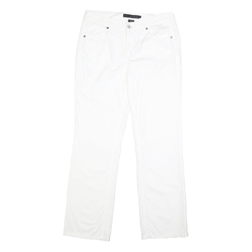 CALVIN KLEIN JEANS Womens Cotton White Regular Straight Trousers W31 L30 Classic