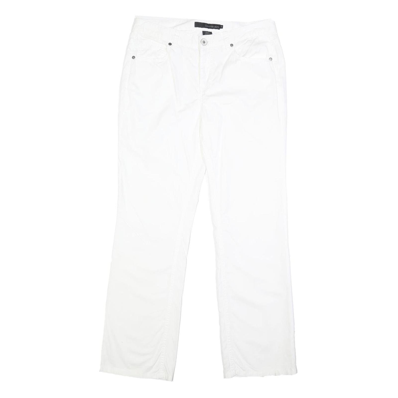 CALVIN KLEIN JEANS Womens Cotton White Regular Straight Trousers W31 L30 Classic